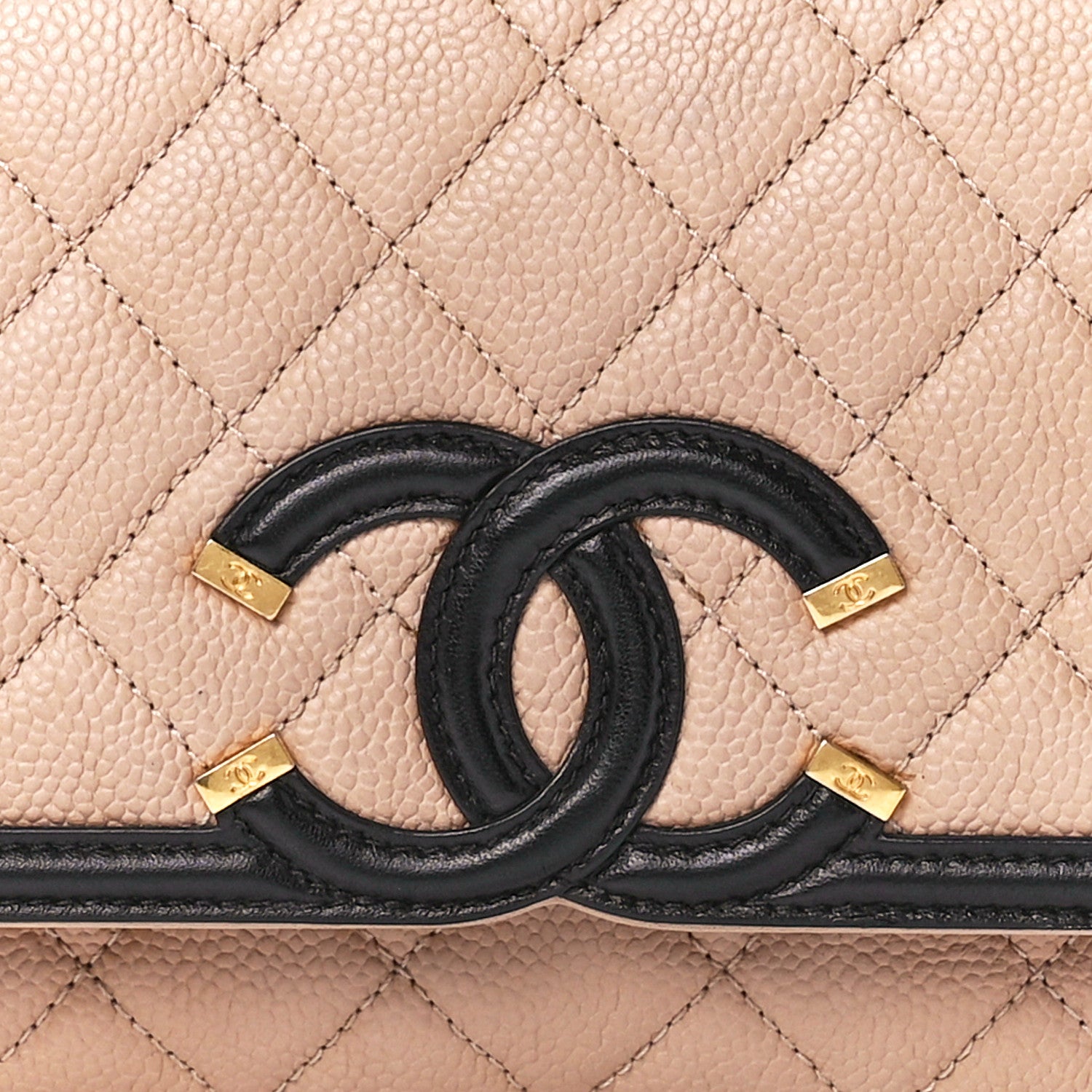 Chanel Caviar Quilted Small CC Filigree Flap Beige Black 8 of 11