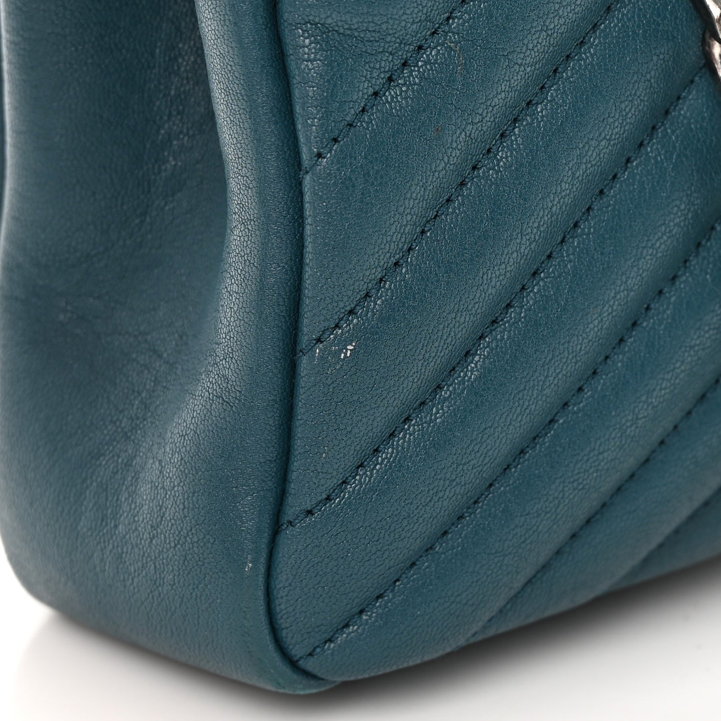 Sheepskin Matelasse Chevron Monogram Medium College Bag Petrol Green