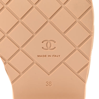 Chanel Lambskin Quilted CC Mules Wedge Sandals 38 Beige 7 of 11
