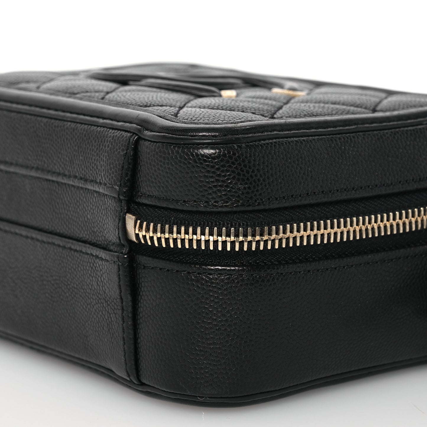Caviar Quilted Small CC Filigree Vanity Case Black