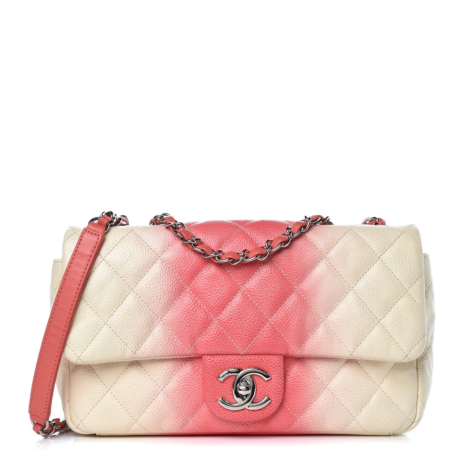 Chanel Caviar Quilted Ombre Medium Single Flap White Rose Pink 1 of 7