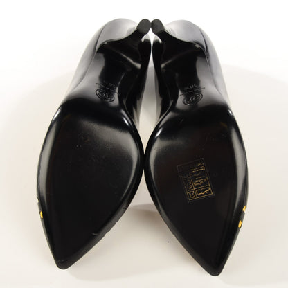Chanel Patent Cut Out CC Pumps 38.5 Black Yellow 5 of 8