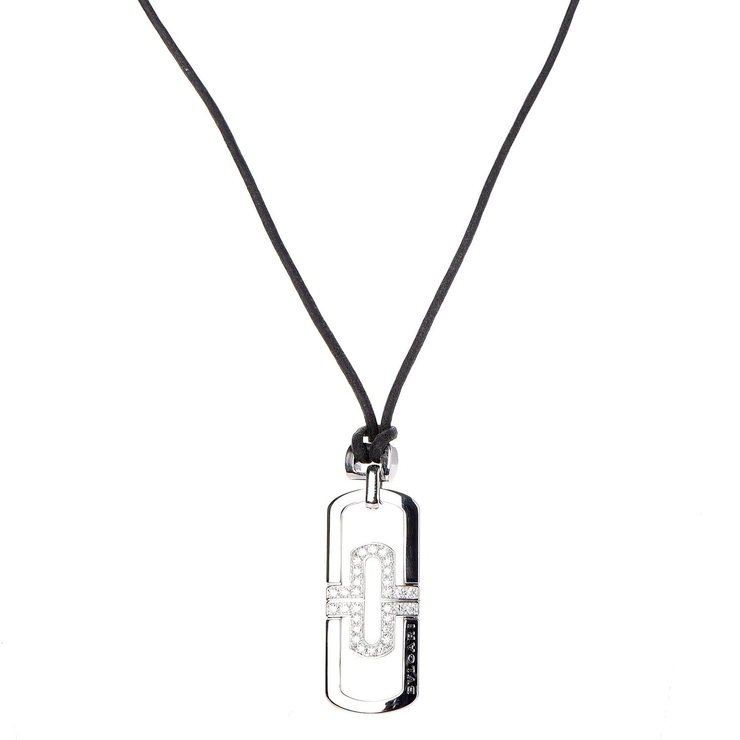 Stainless Steel Diamond Parentesi Pendant Necklace