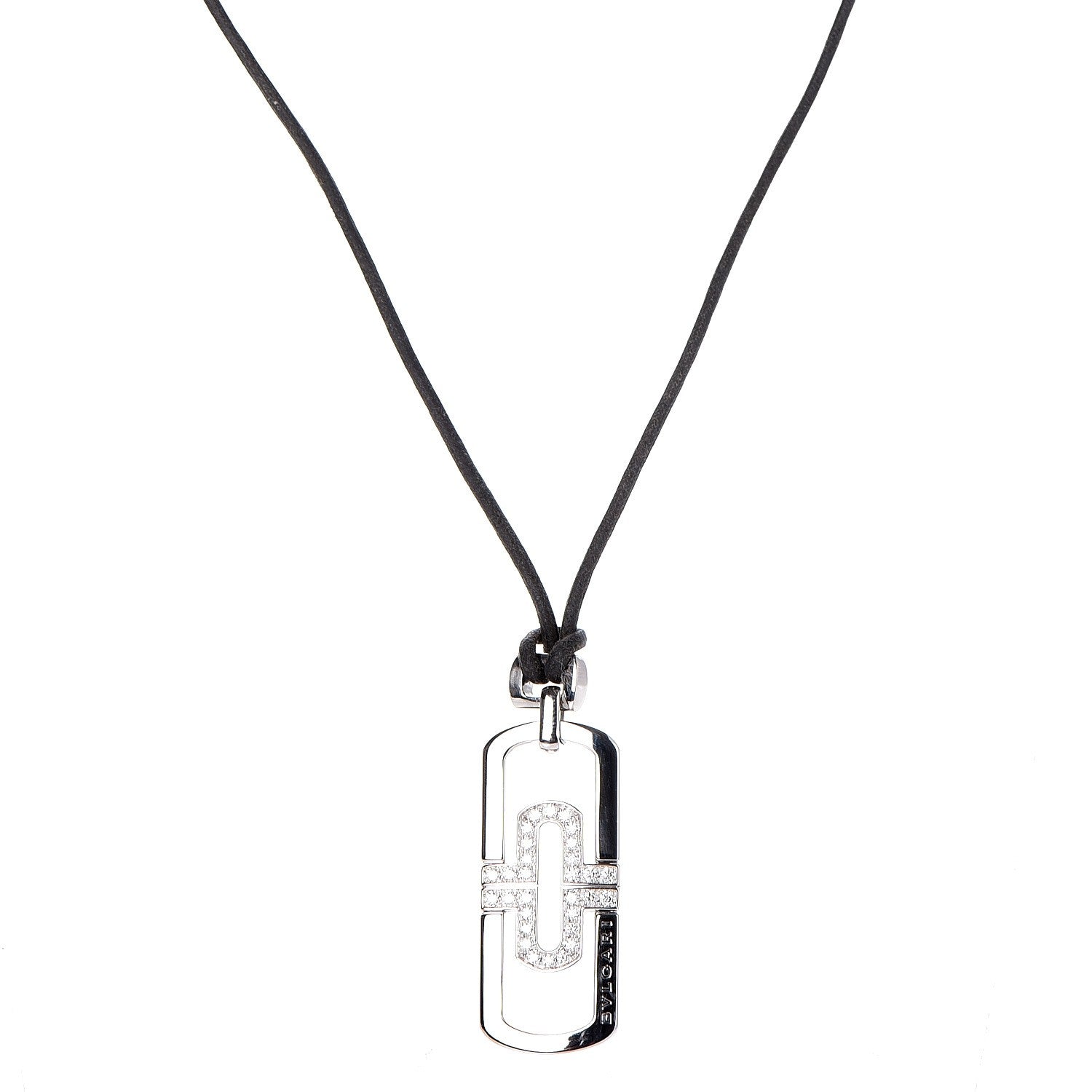 Bulgari Stainless Steel Diamond Parentesi Pendant Necklace 1 of 6