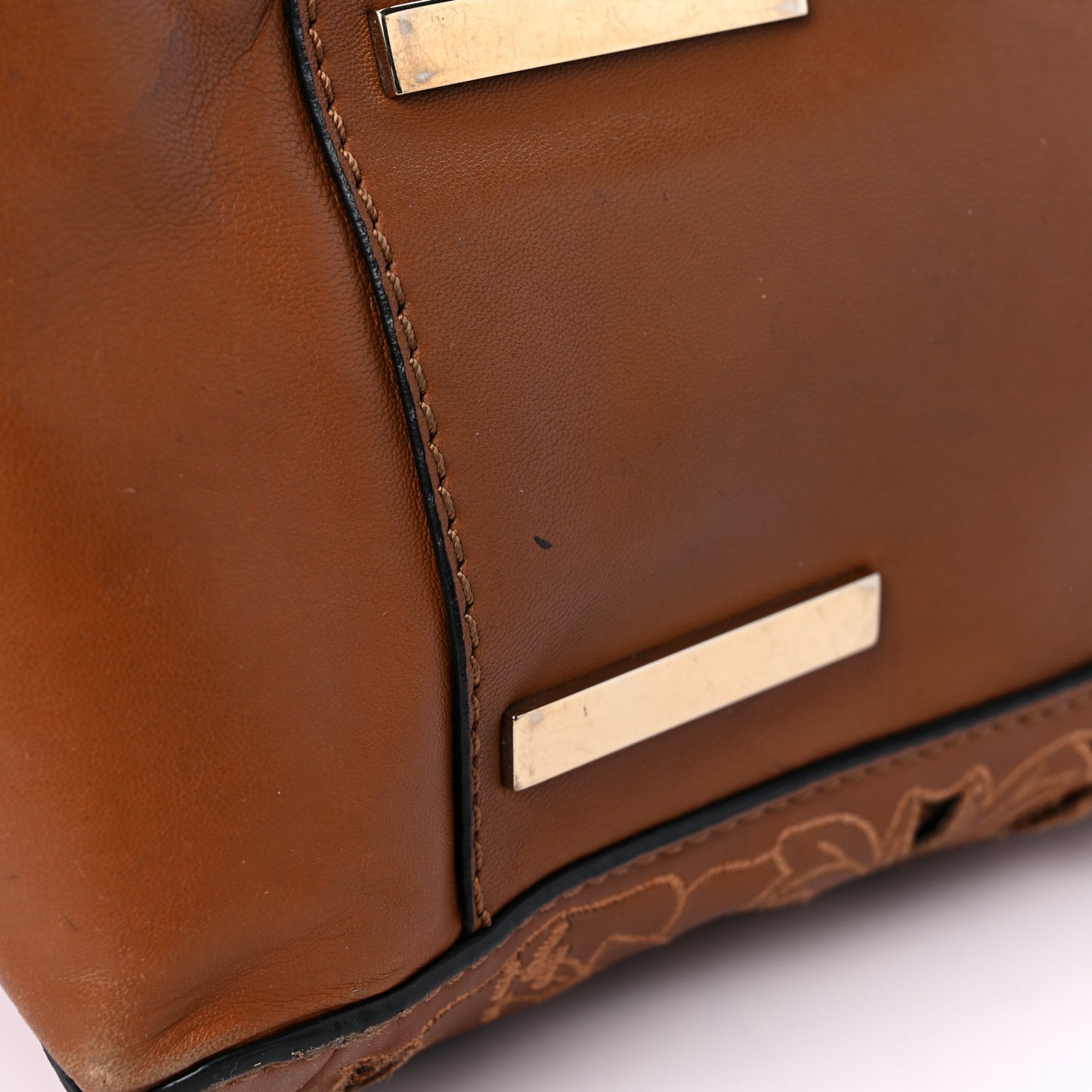 Vitello Lace Demetra Satchel Cognac