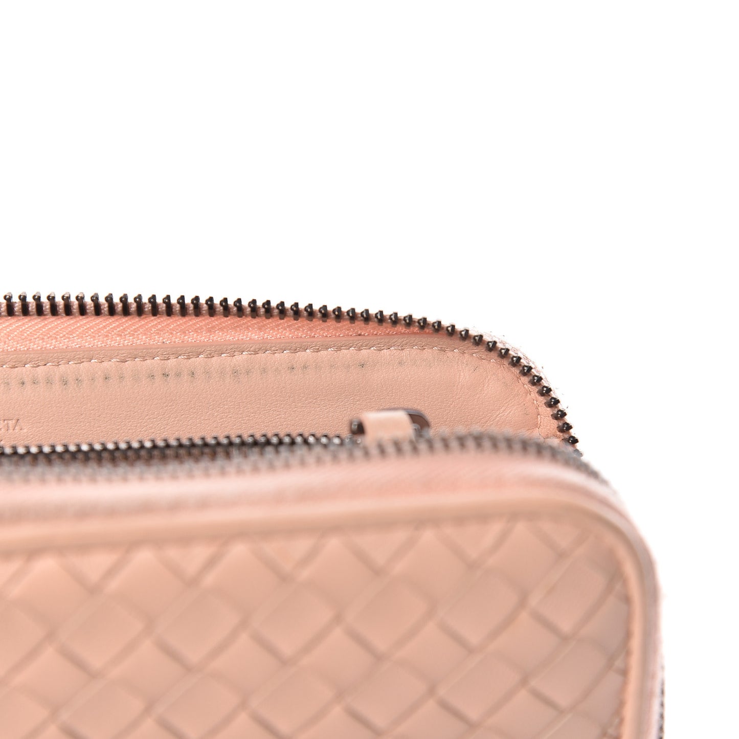 Nappa Intrecciato Zip Around Wallet Flamingo