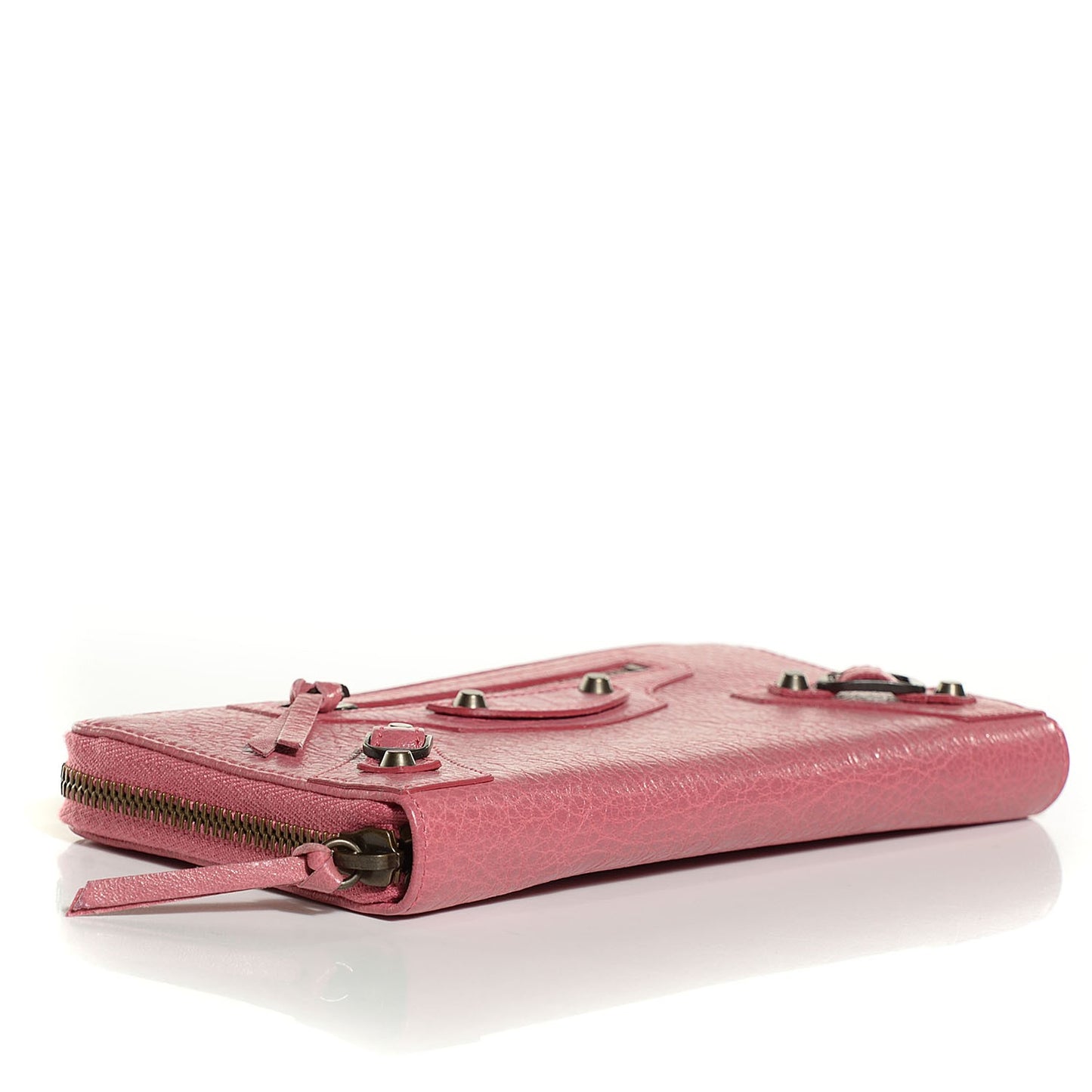 Agneau Classic Hardware Continental Zip Around Wallet Rose Bonbon