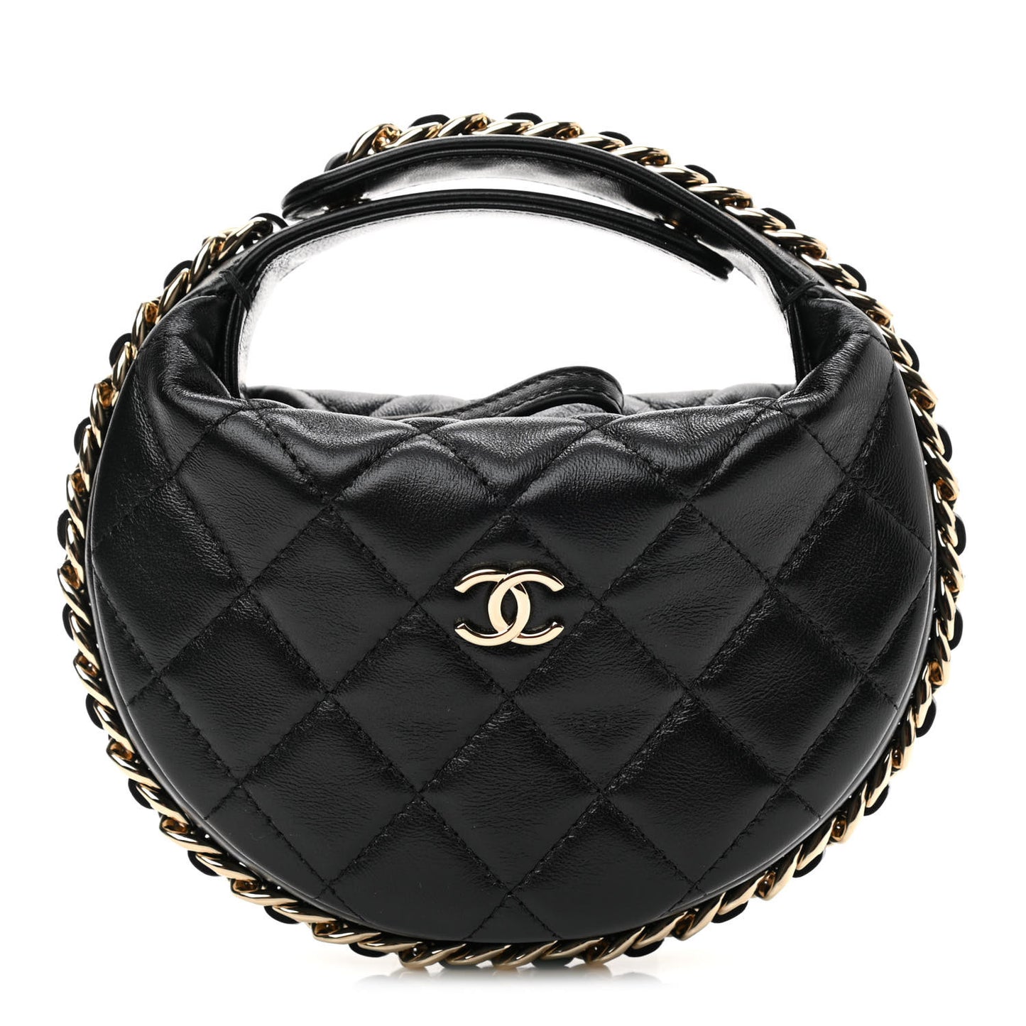 Quilted Chain Around Pouch Black