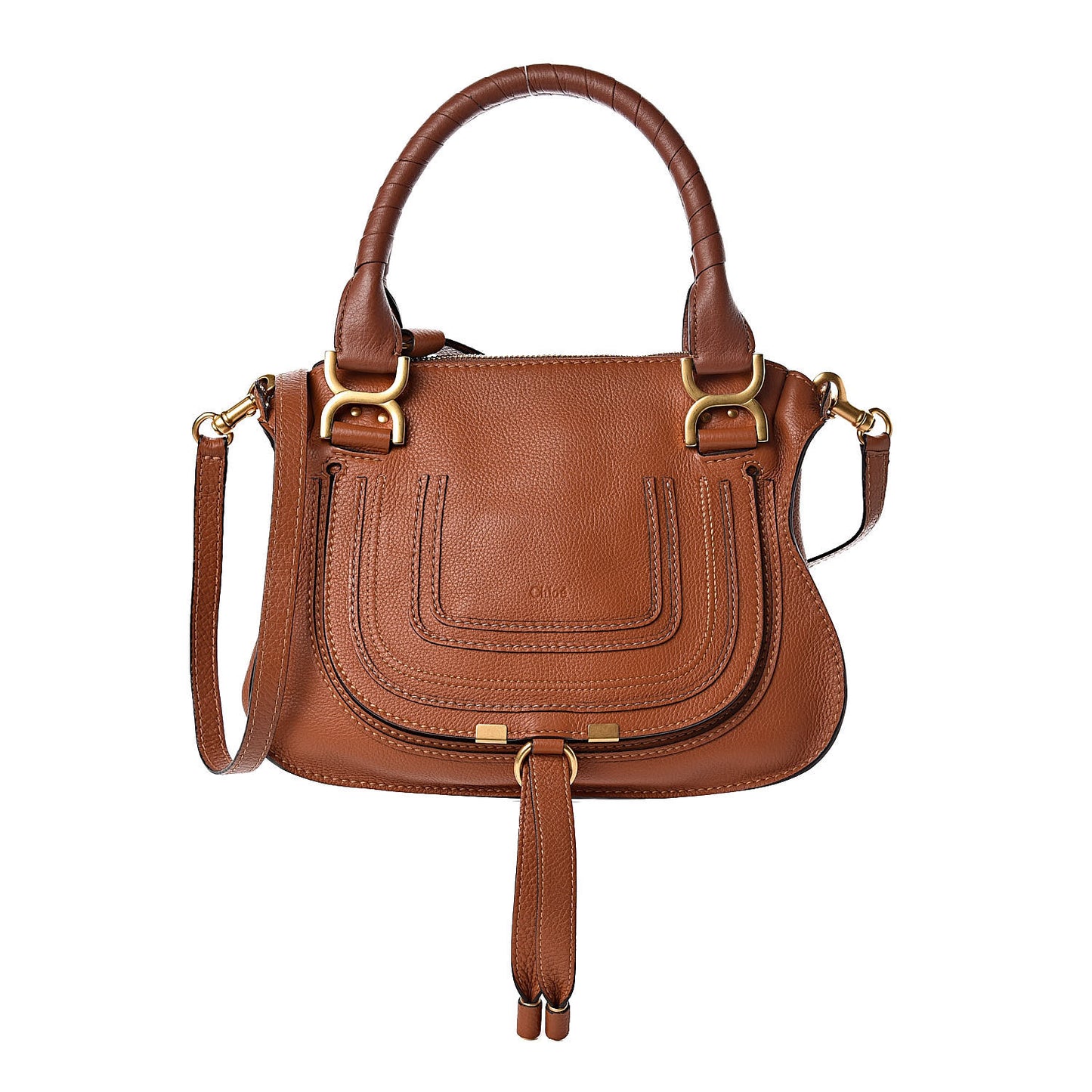 Calfskin Small Marcie Satchel Tan