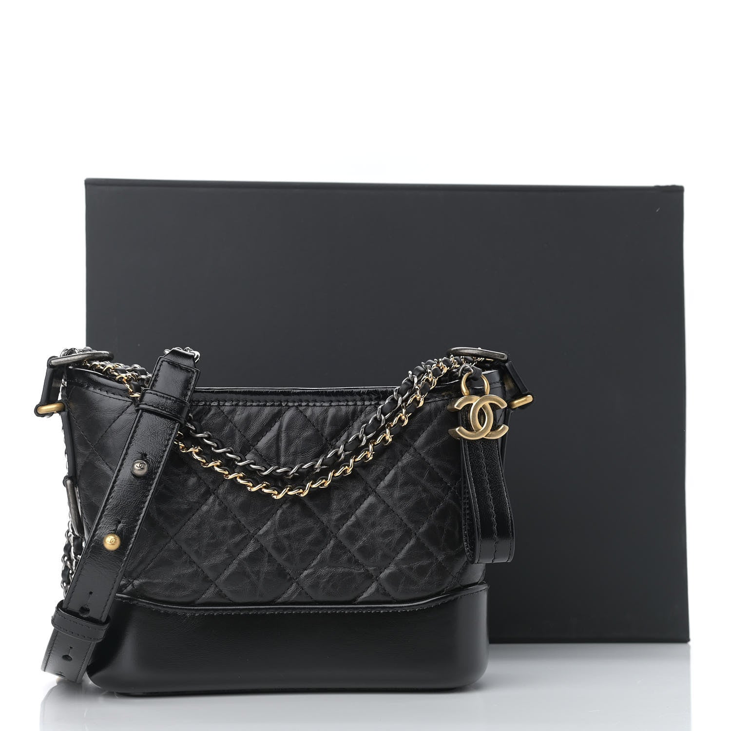 Chanel Aged Calfskin Quilted Small Gabrielle Hobo Black 11 of 11