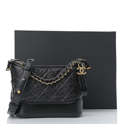 Chanel Aged Calfskin Quilted Small Gabrielle Hobo Black 11 of 11