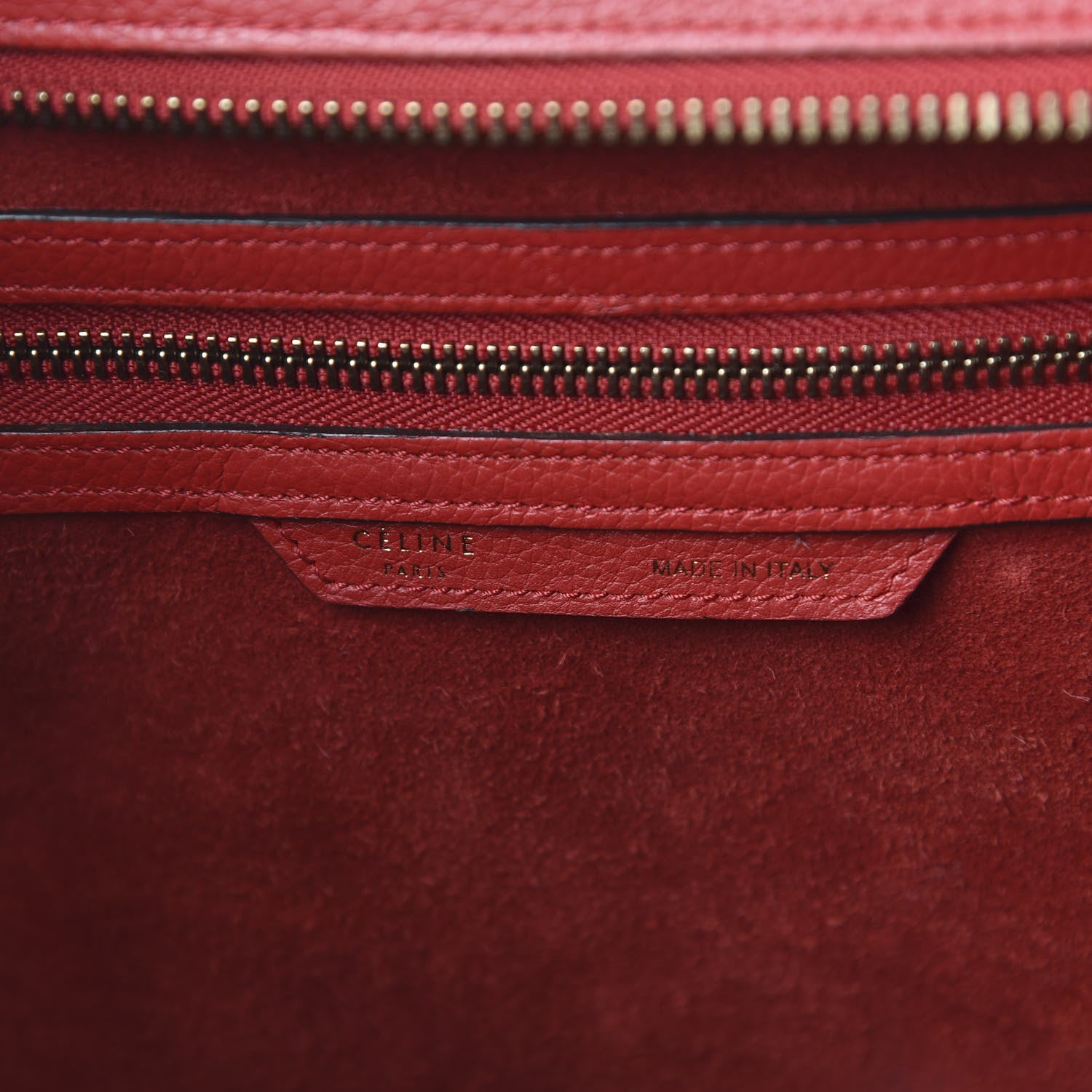 Celine Drummed Calfskin Mini Luggage Coquelicot 9 of 10