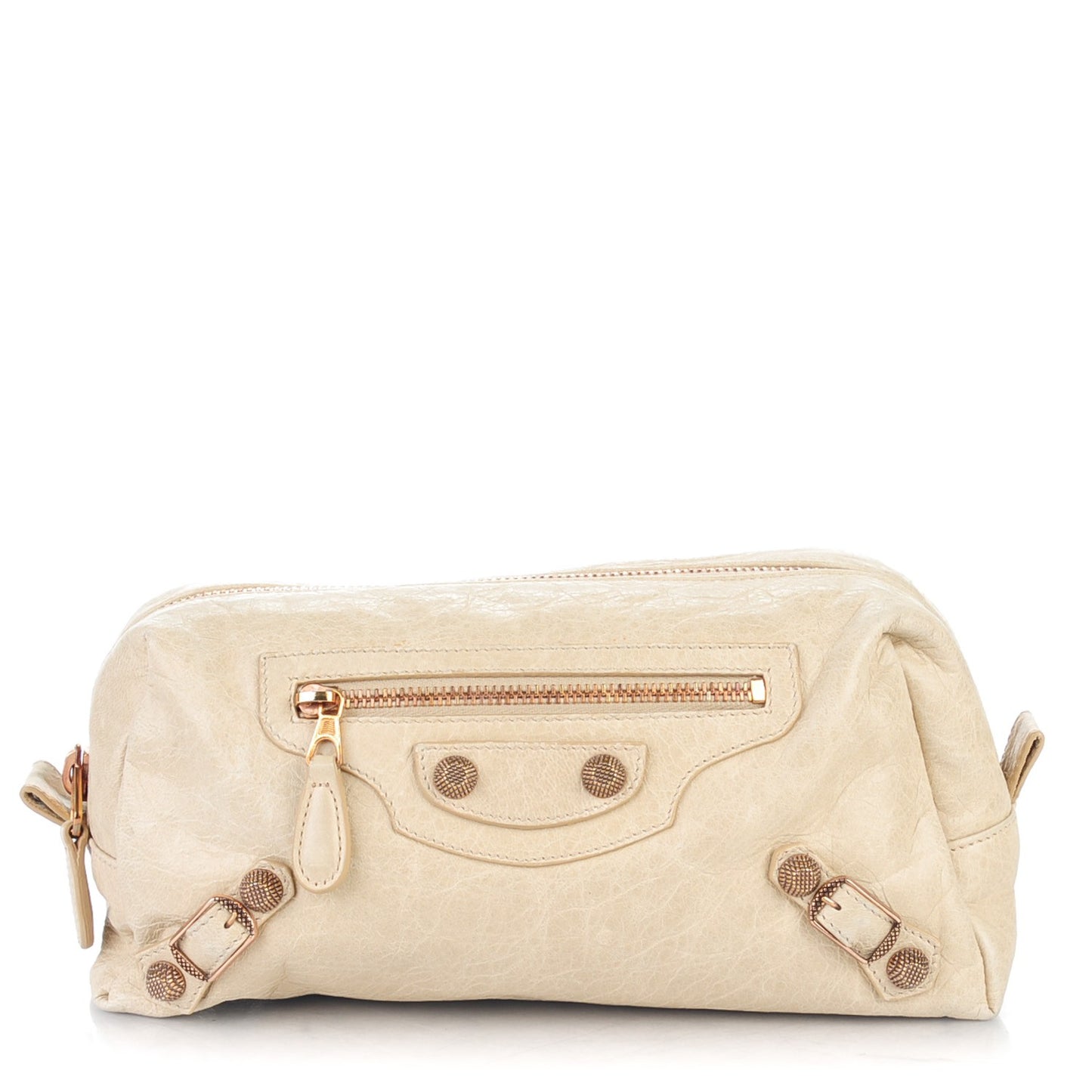 Agneau Giant 12 Rose Gold Hardware Pencil Case Sahara