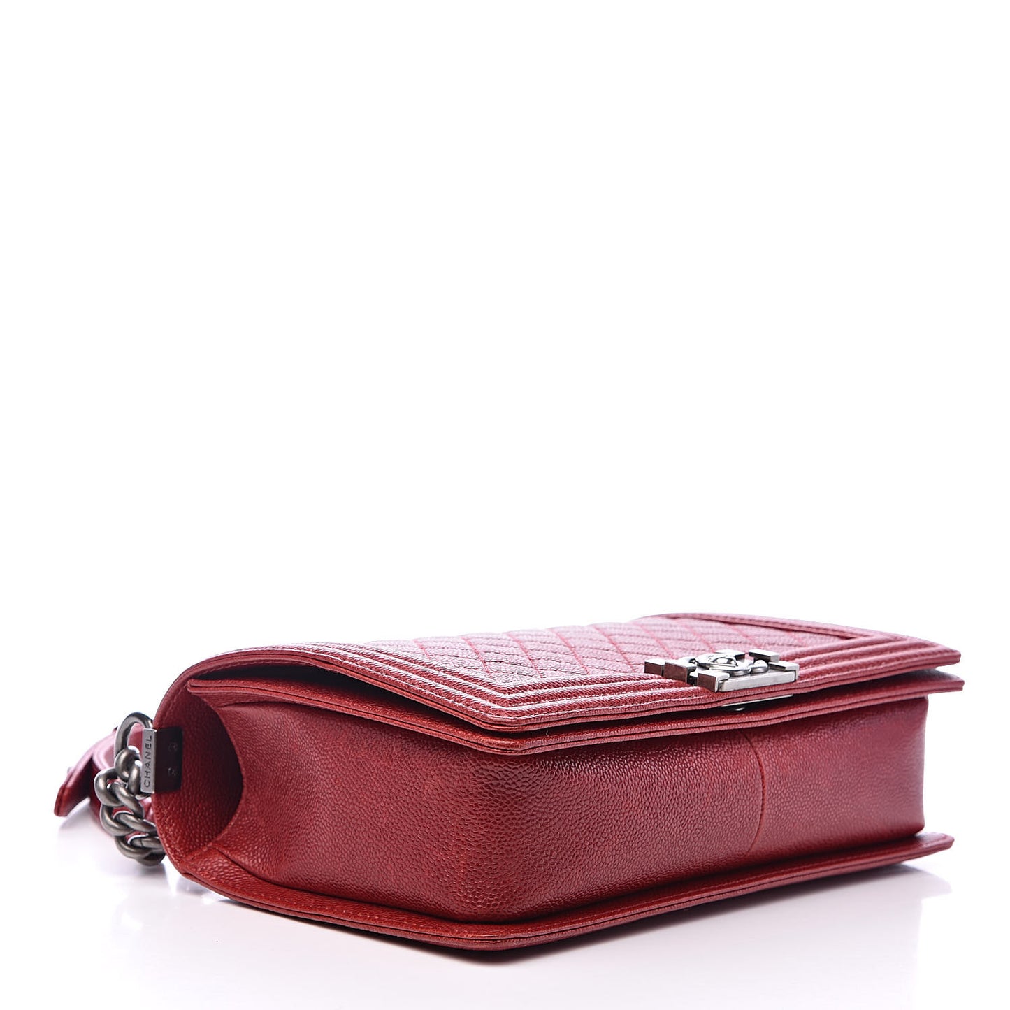 Caviar Quilted New Medium Boy Flap Dark Red