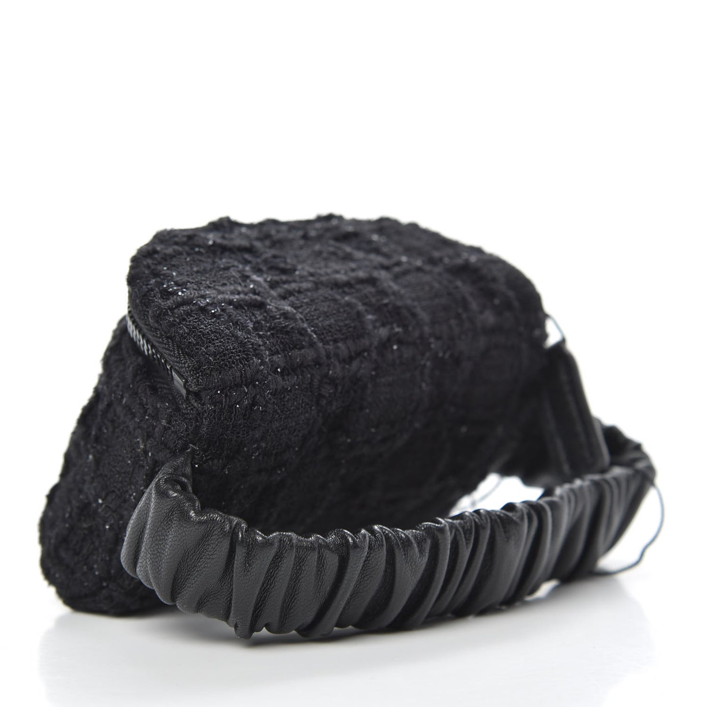 Tweed Lambskin Quilted Arm Coin Purse Black