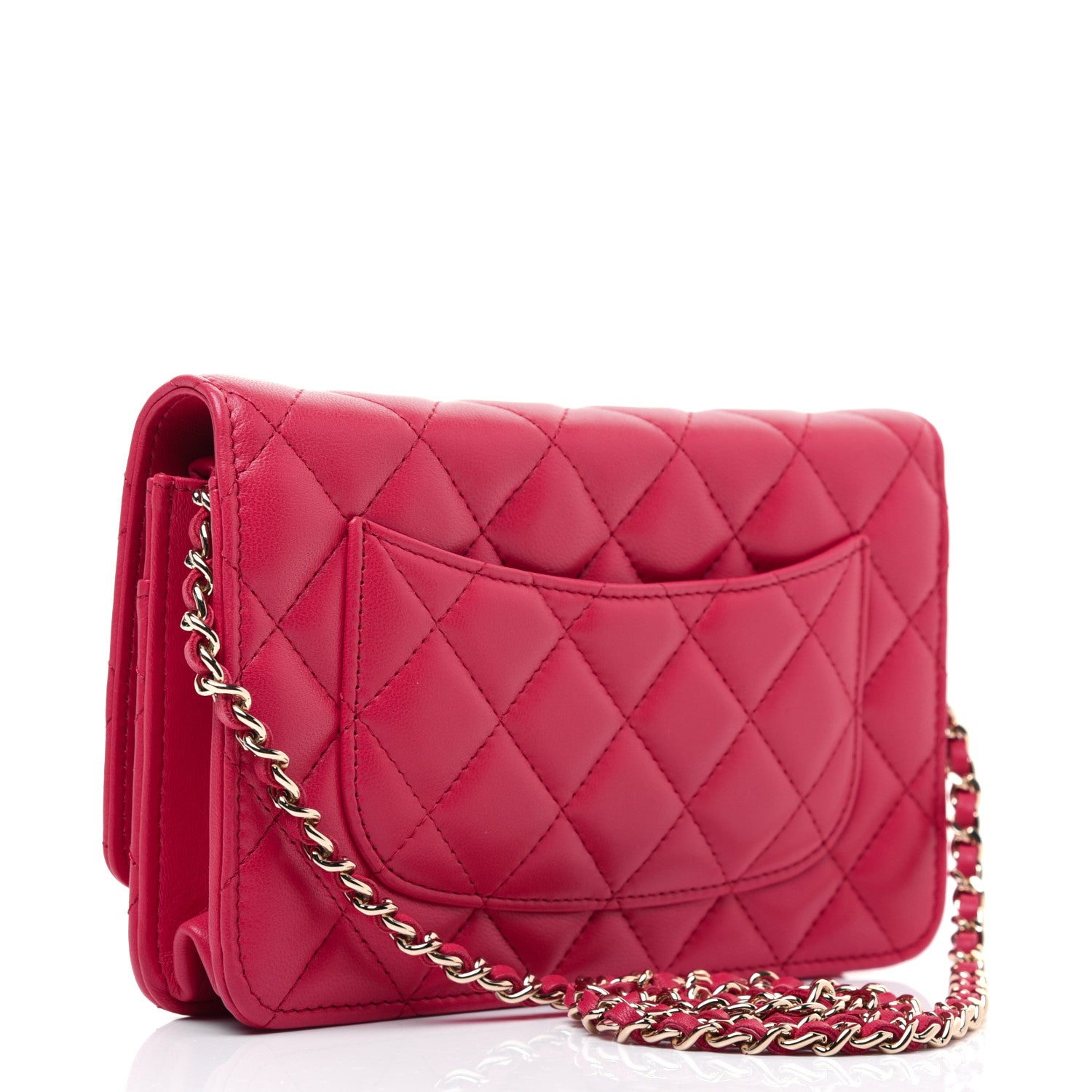 Chanel Lambskin Quilted Wallet On Chain WOC Light Red 4 of 20