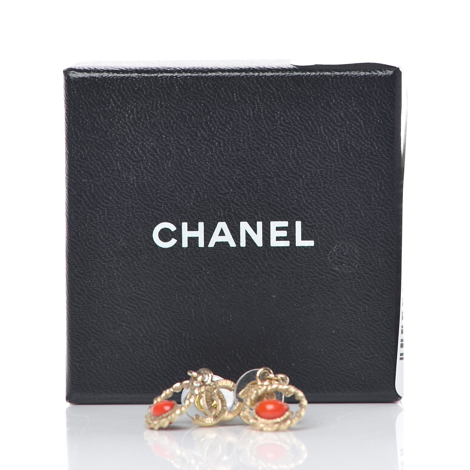 Chanel Enamel CC Heart Drop Earrings Red Gold 4 of 4