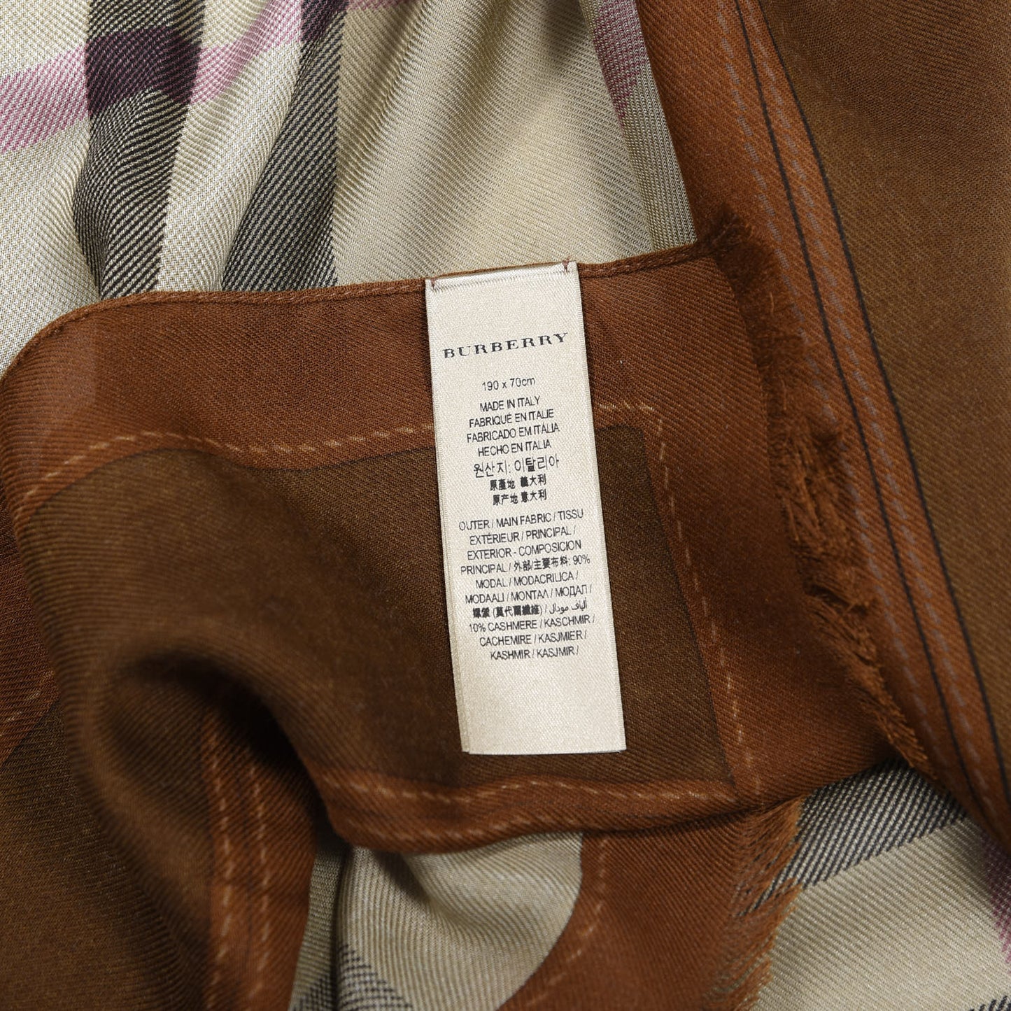 Modal Cashmere Haymarket Check Scarf Bronze