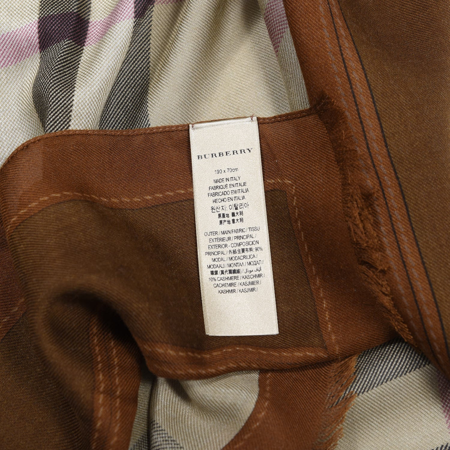 Burberry Modal Cashmere Haymarket Check Scarf Bronze 2 of 3