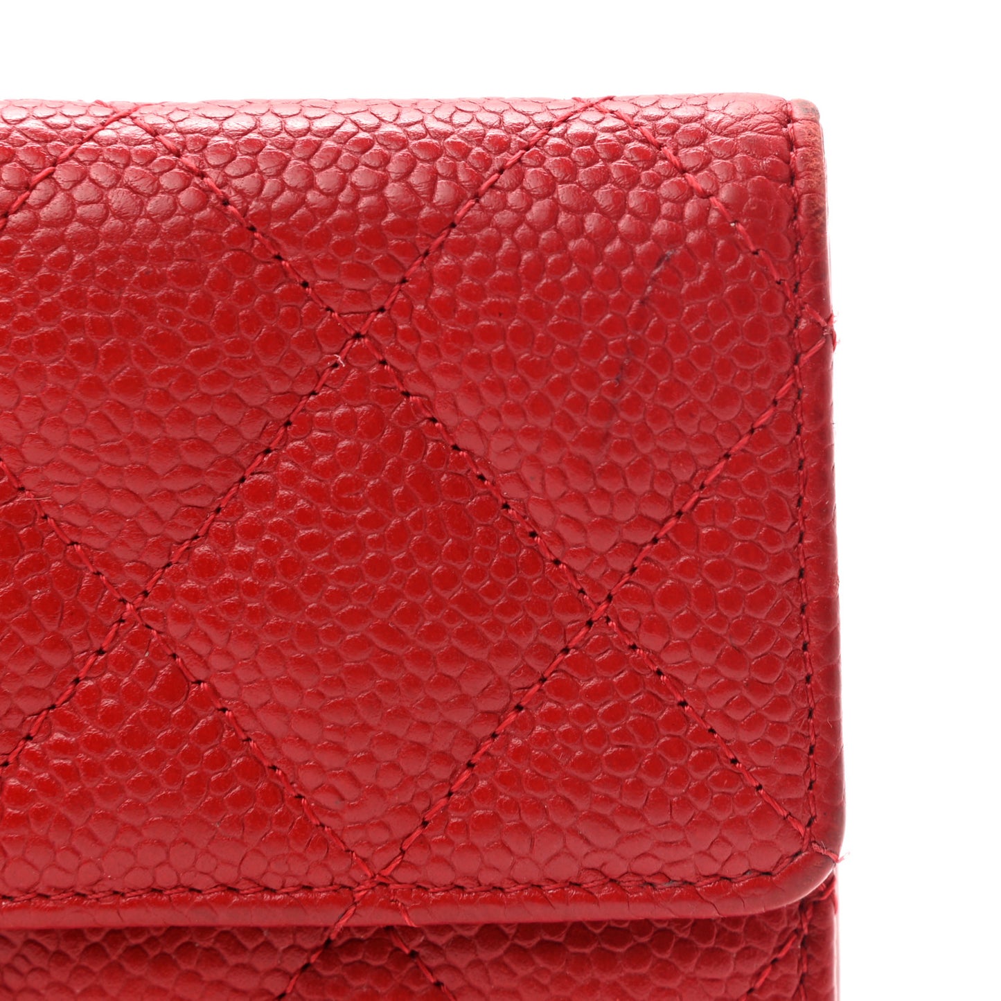 Caviar Quilted CC Long Double Wallet Red