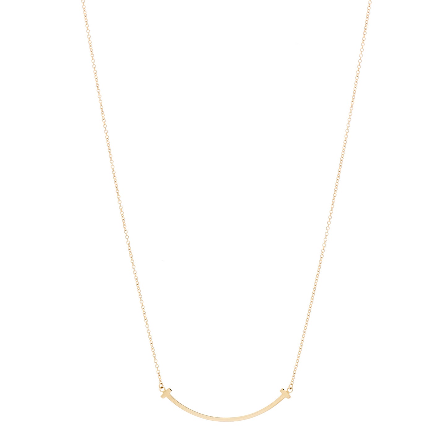 18K Yellow Gold Small T Smile Pendant Necklace