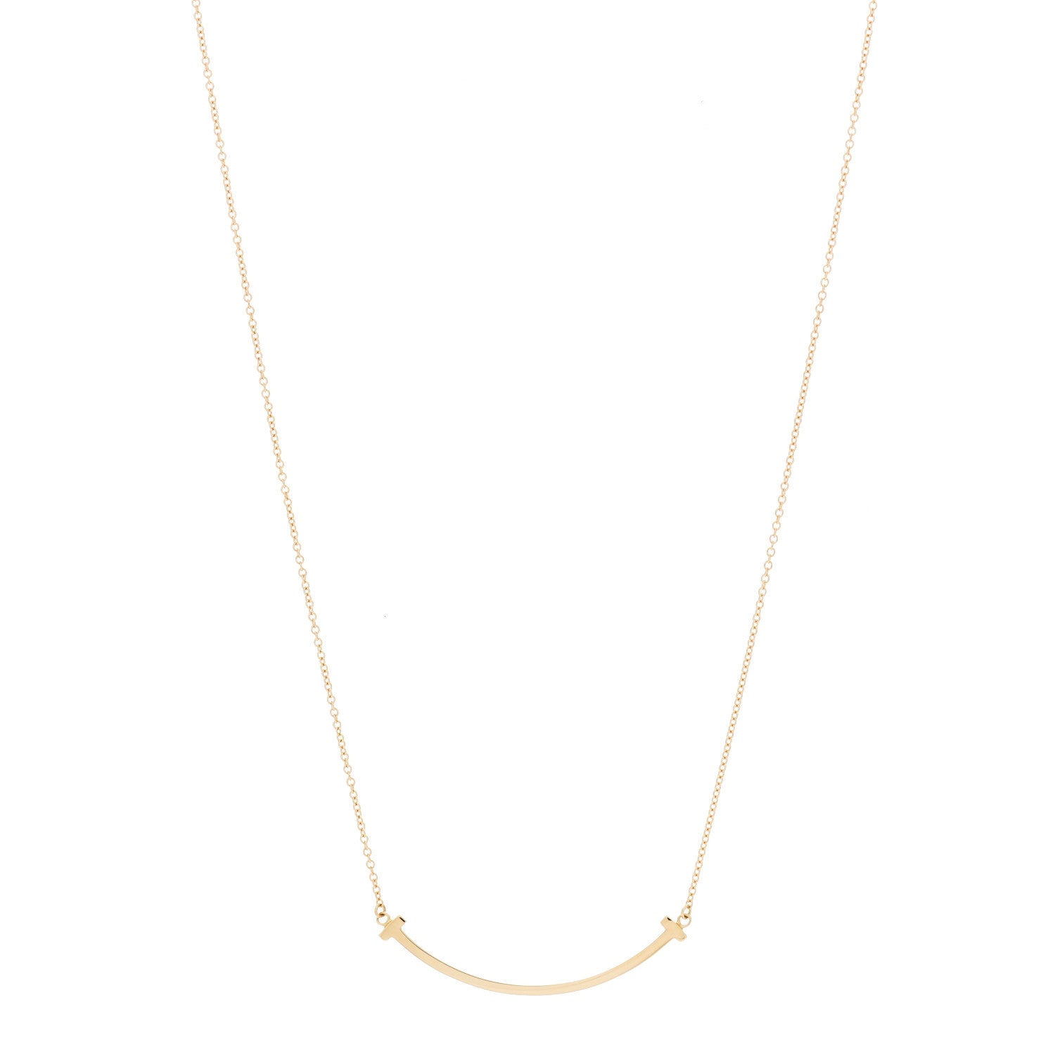Tiffany 18K Yellow Gold Small T Smile Pendant Necklace 1 of 6