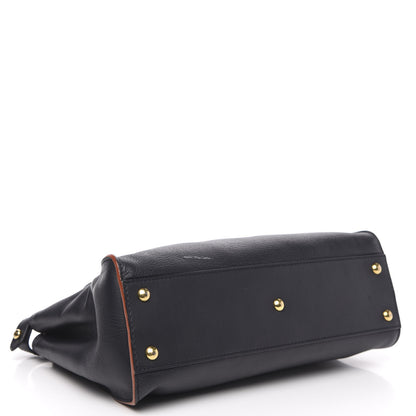 Fendi Vitello Seta Burro Medium Peekaboo Iconic Satchel Blue Notte Plaster 4 of 13