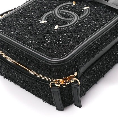 Chanel Tweed Quilted Medium CC Filigree Vanity Case Black 9 of 10