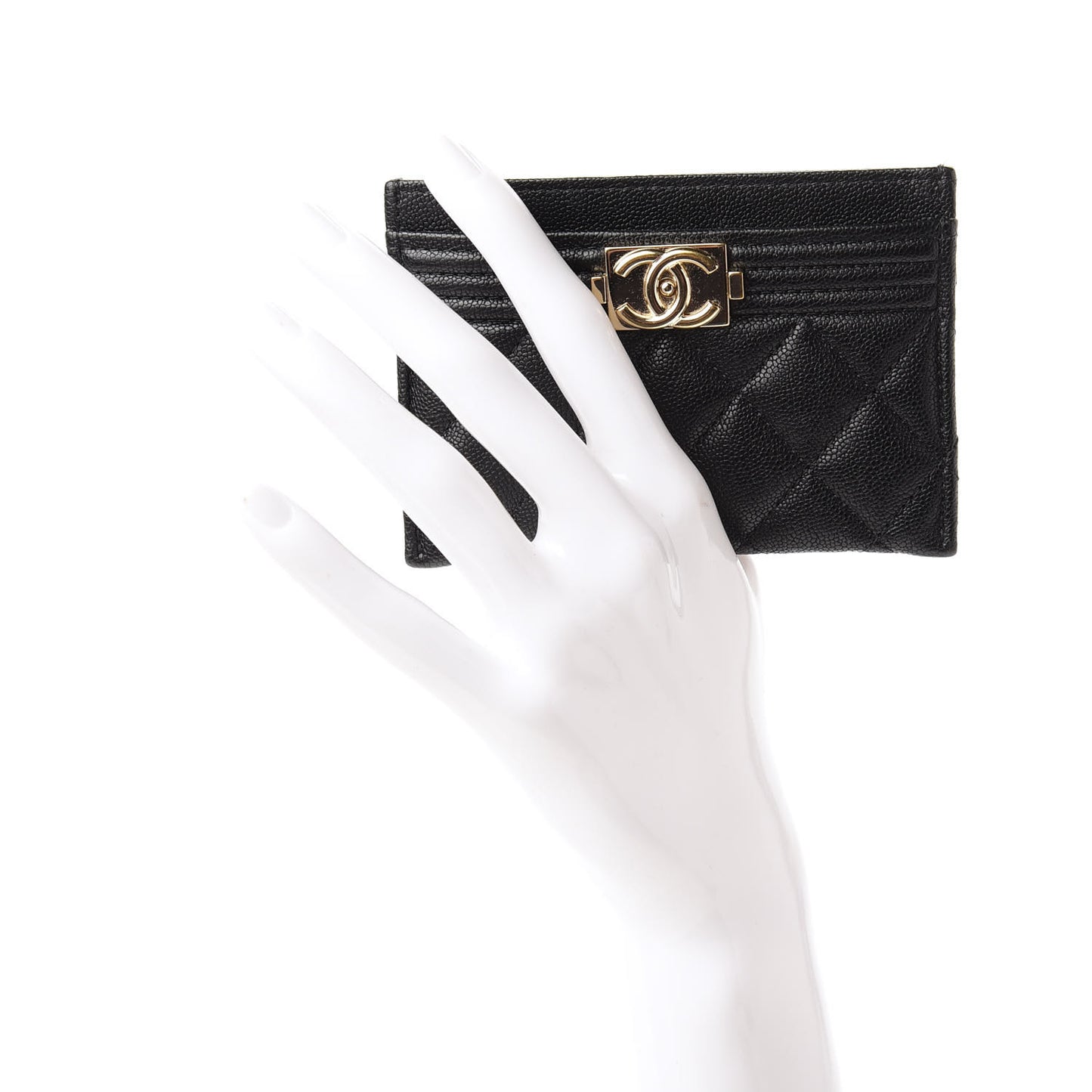Caviar Quilted Boy Card Holder Black