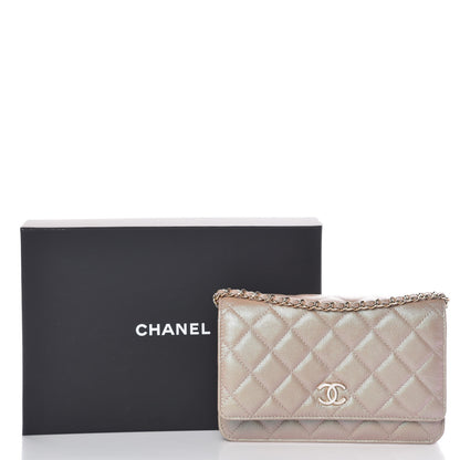 Chanel Iridescent Caviar Quilted Wallet On Chain WOC Beige 12 of 12