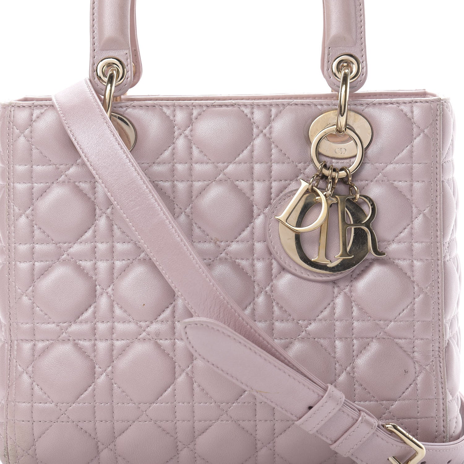 Christian Dior Pearly Lambskin Cannage Medium Lady Dior Lotus 8 of 24