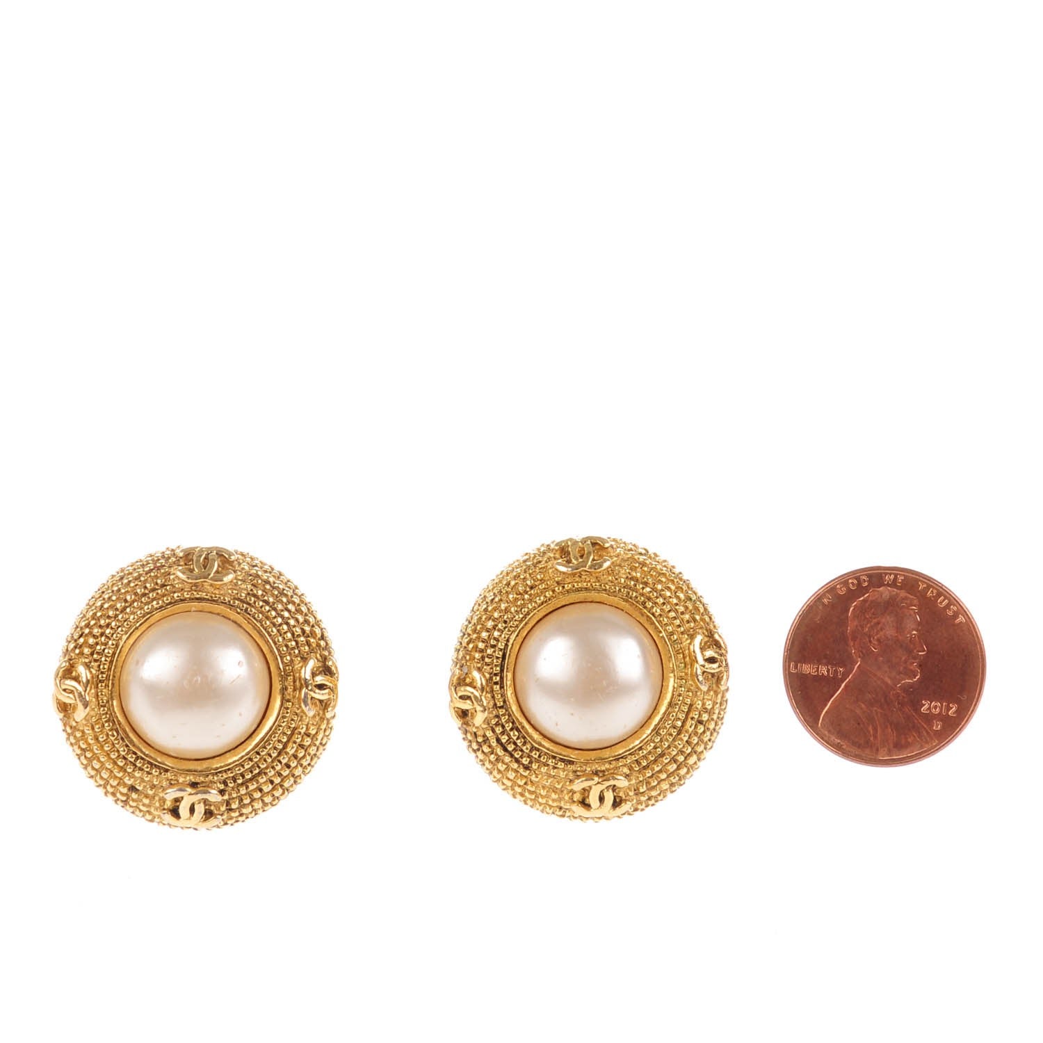 Chanel Pearl CC Clip On Earrings Gold 2 of 4
