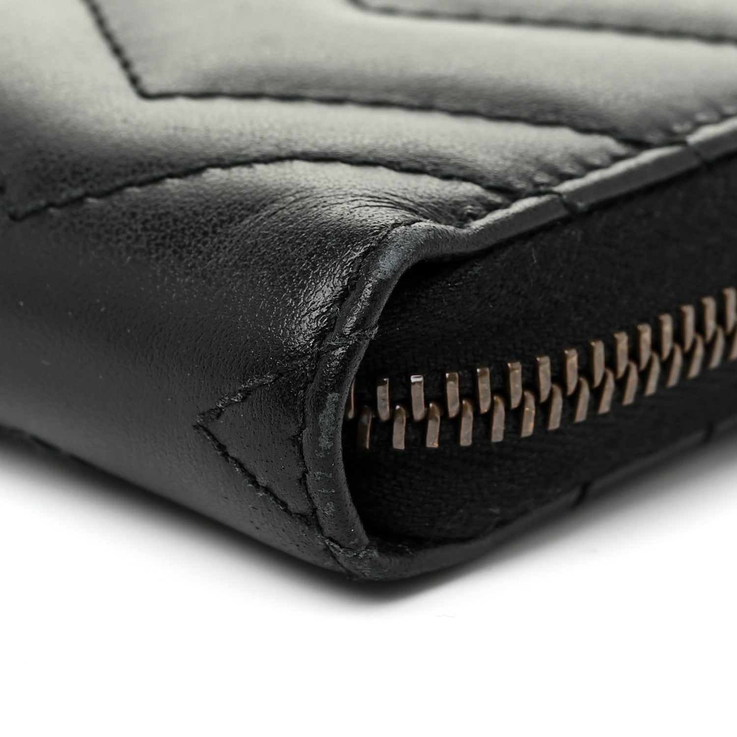 Gucci Calfskin Matelasse GG Marmont Zip Around Wallet Black 13 of 24