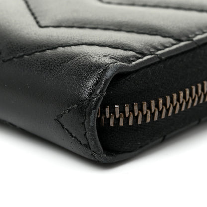 Gucci Calfskin Matelasse GG Marmont Zip Around Wallet Black 13 of 24