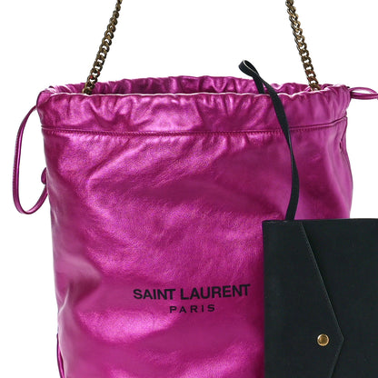 Saint Laurent Lambskin Teddy Drawstring Bag Fuchsia 10 of 13
