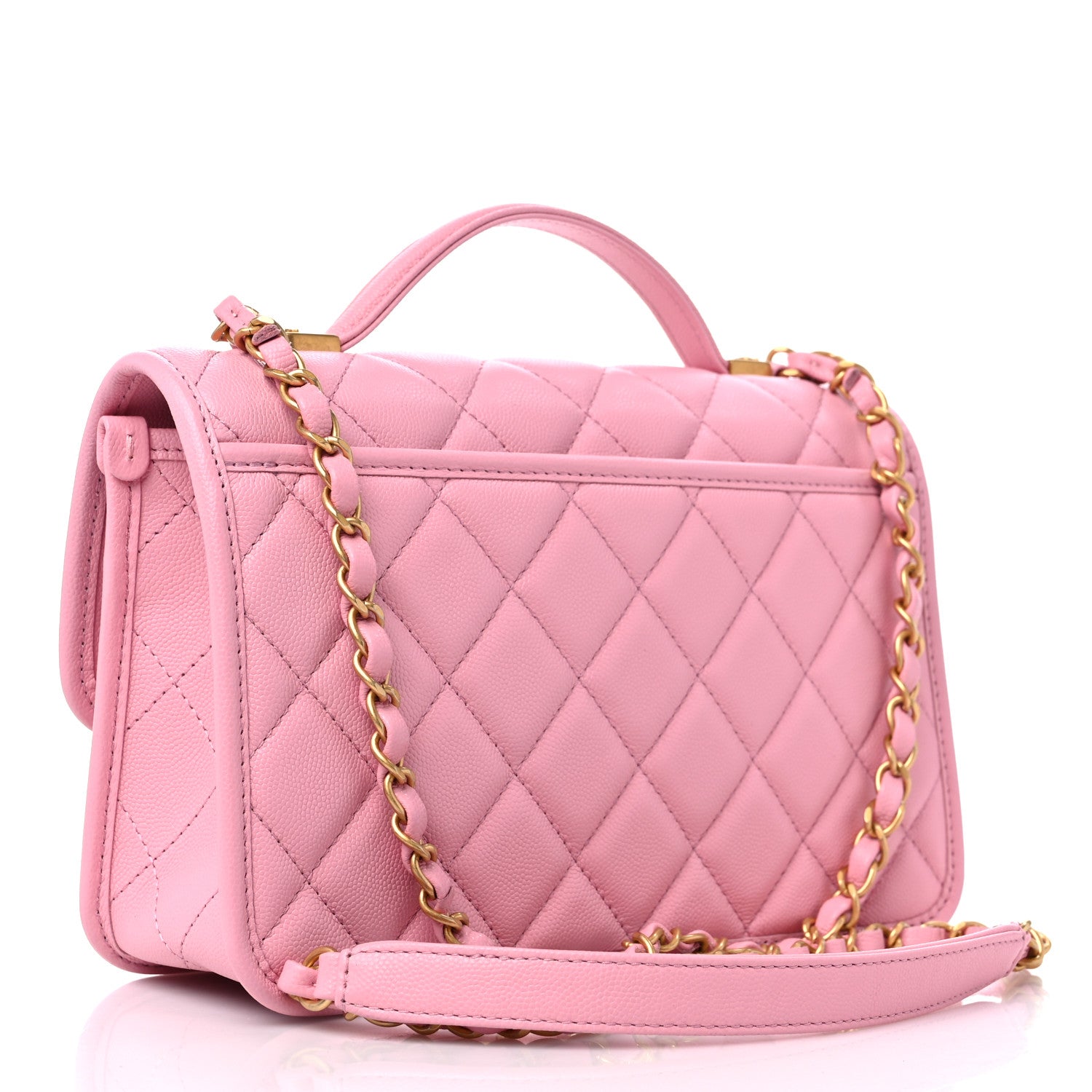 Chanel Caviar Quilted School Memory Small Top Handle Flap Pink 3 of 9