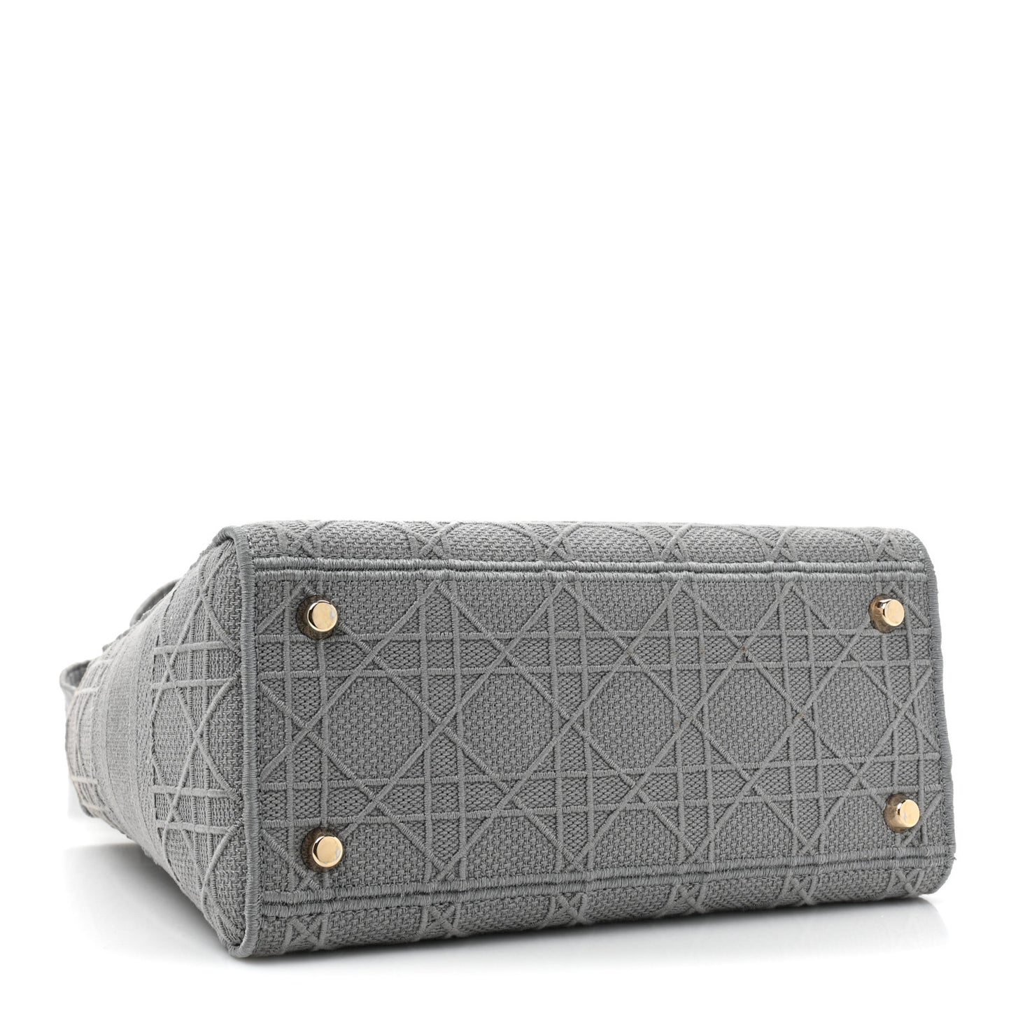 CHRISTIAN DIOR Canvas Embroidered Cannage Medium Lady D-Lite Gray