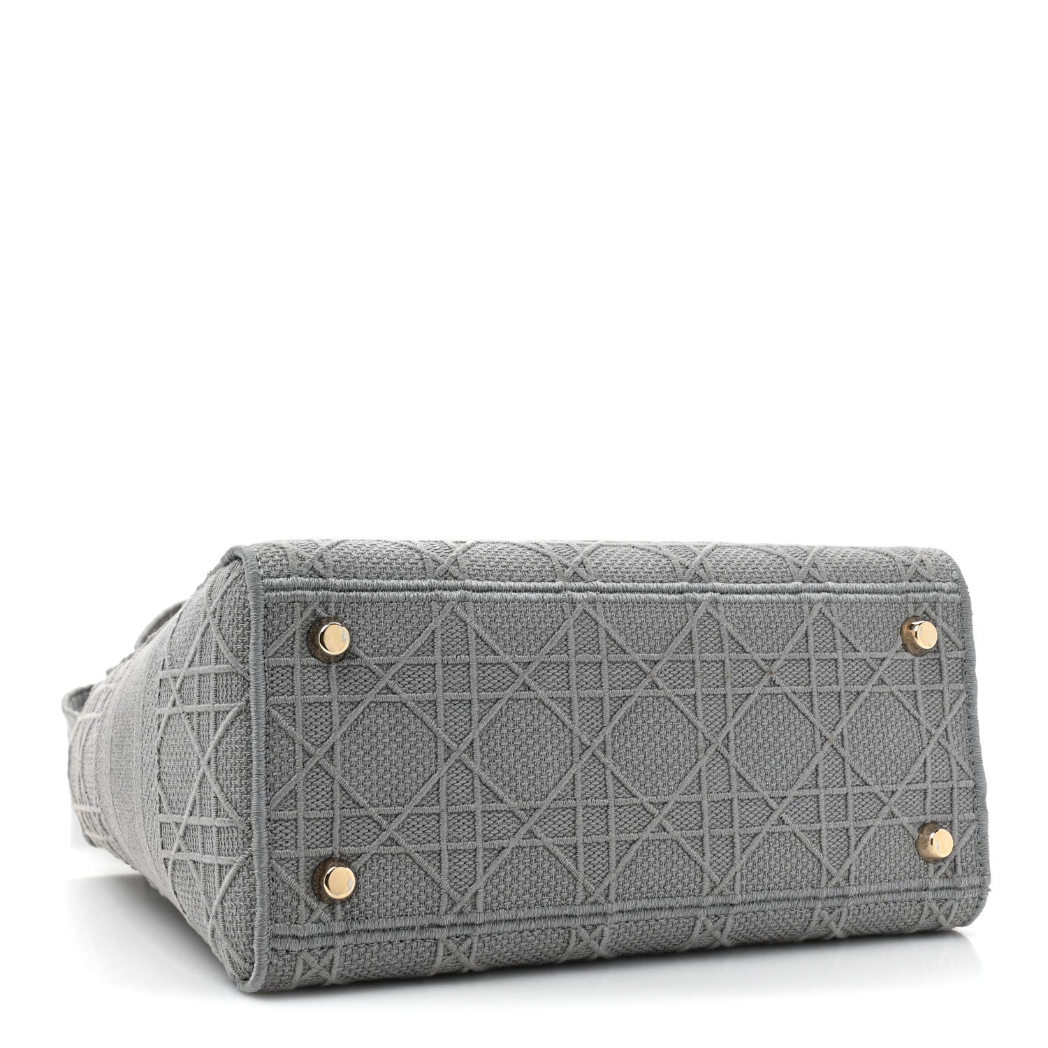 Christian Dior CHRISTIAN DIOR Canvas Embroidered Cannage Medium Lady D-Lite Gray 4 of 12