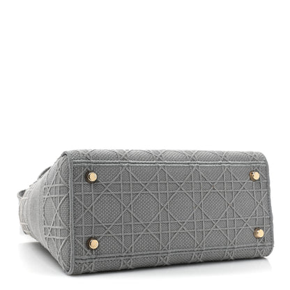 Christian Dior CHRISTIAN DIOR Canvas Embroidered Cannage Medium Lady D-Lite Gray 4 of 12