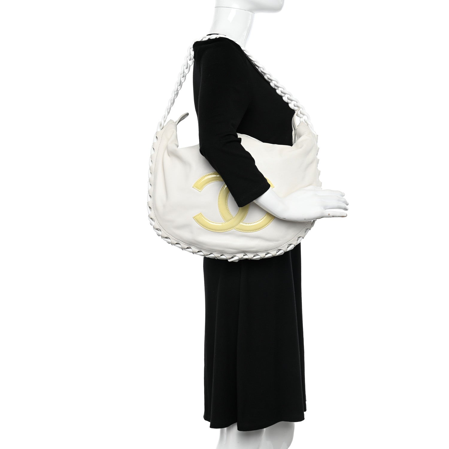 Chanel Calfskin Modern Chain Rhodoid Hobo White 2 of 11