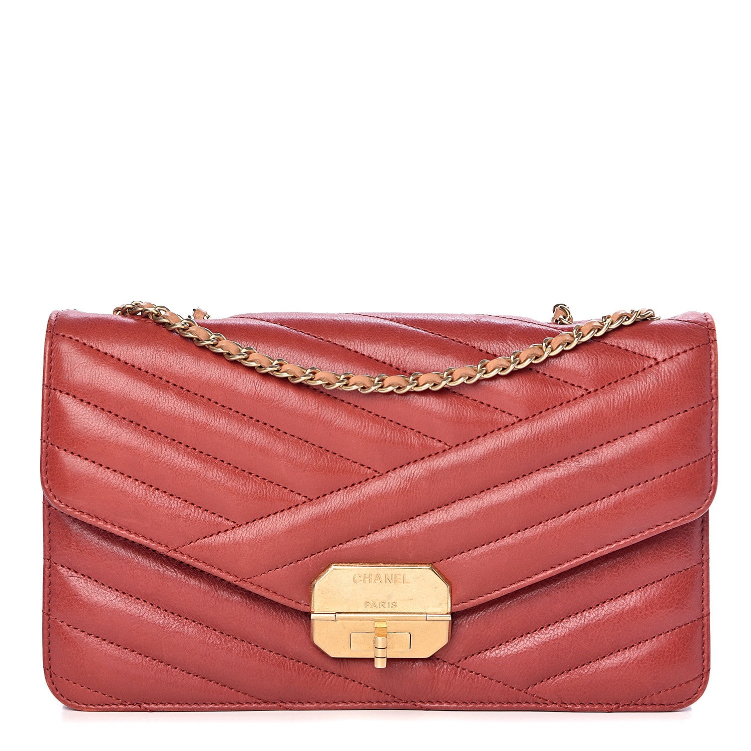 Chanel Calfskin Chevron Quilted Gabrielle Flap Red 1 of 10