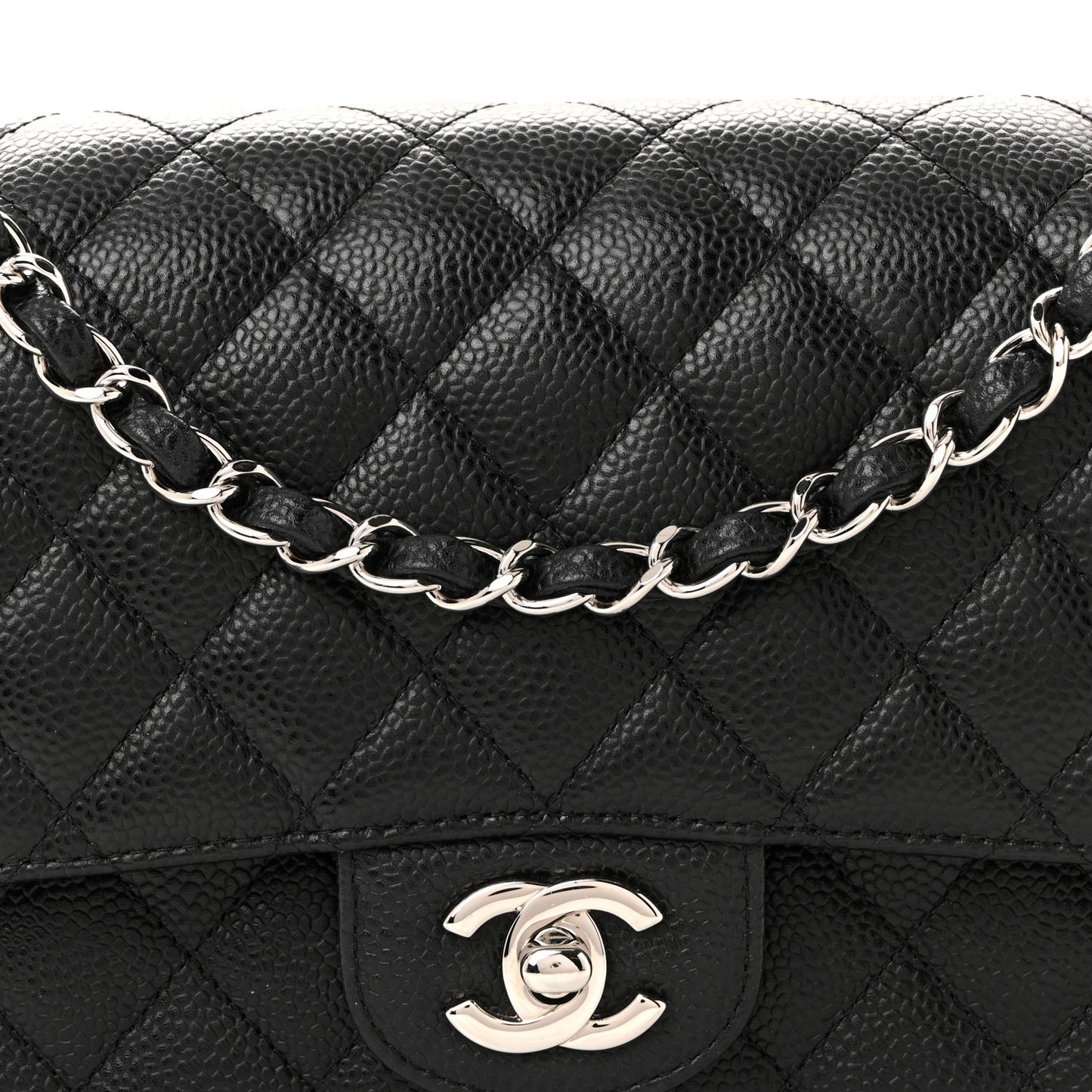 Caviar Quilted Medium Double Flap Black