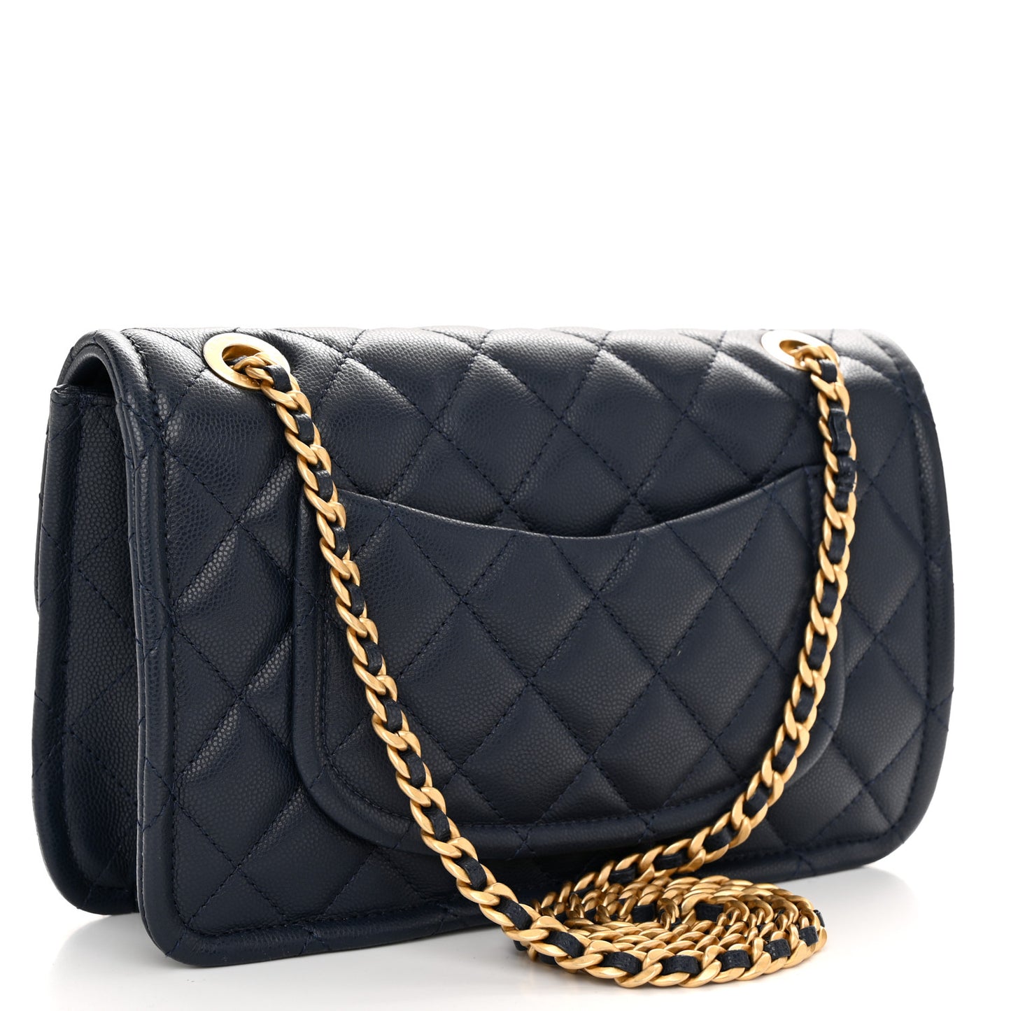 Caviar Quilted Medium Sweet Classic Flap Navy Blue