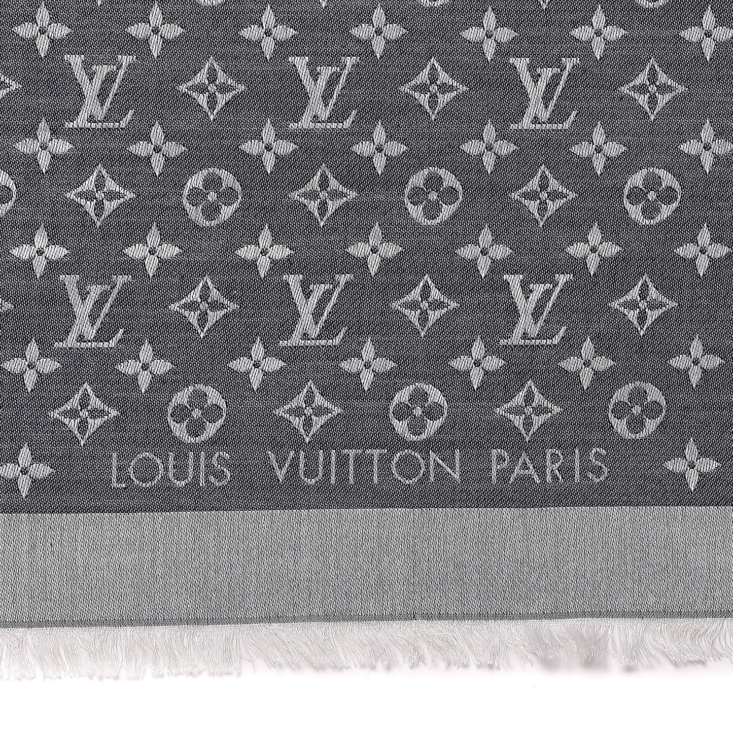 Silk Wool Monogram Denim Shawl Blue