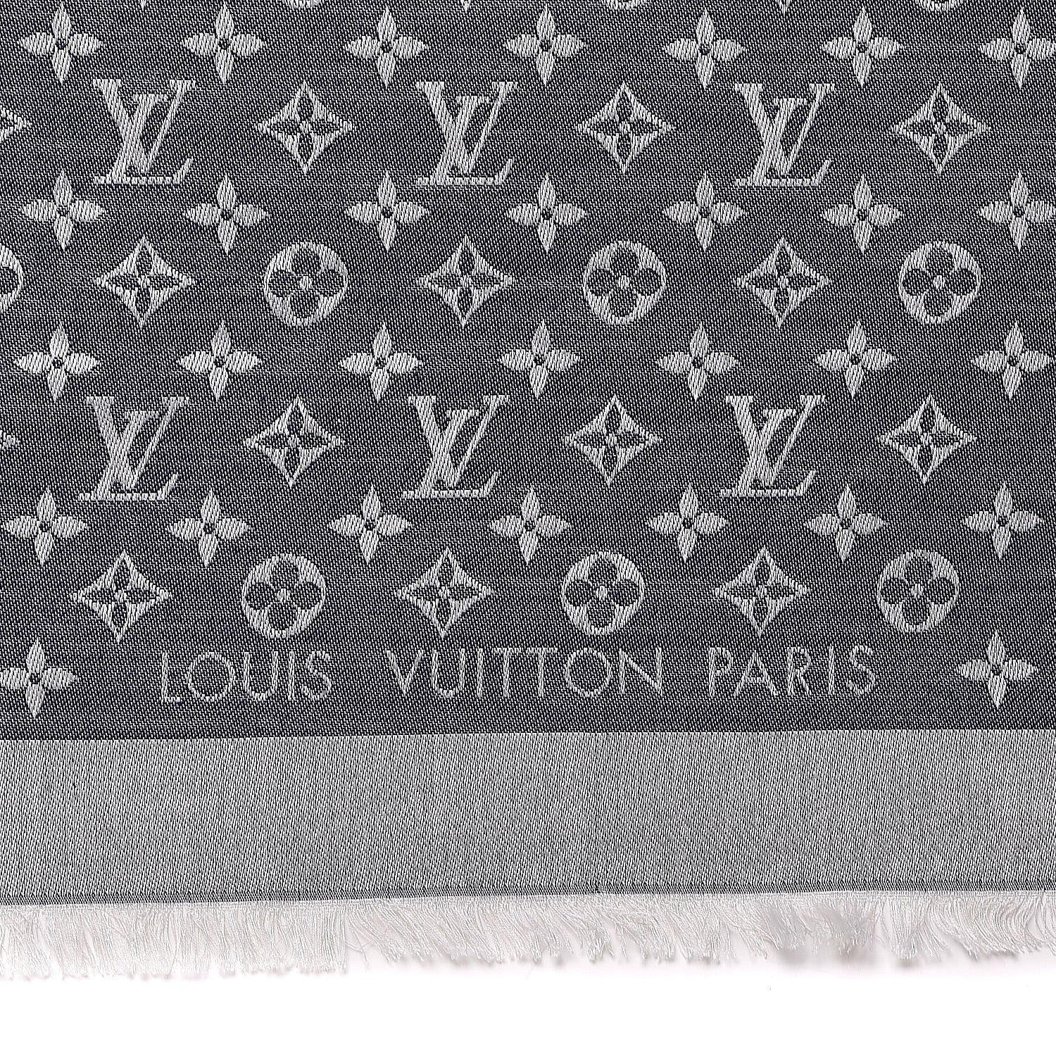 Louis Vuitton Silk Wool Monogram Denim Shawl Blue 3 of 4
