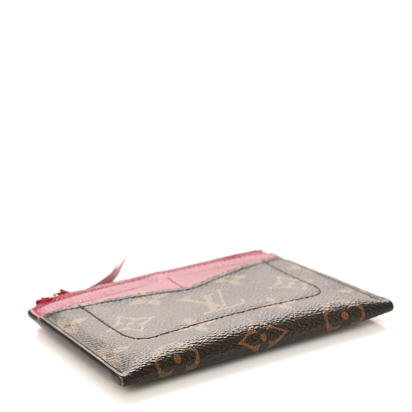 Monogram Zipped Card Holder Fuchsia