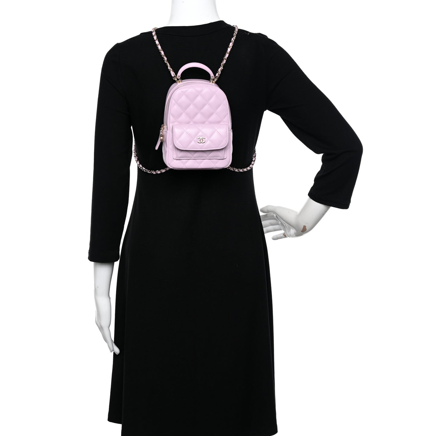 Caviar Quilted CC Mini Classic Backpack Light Purple