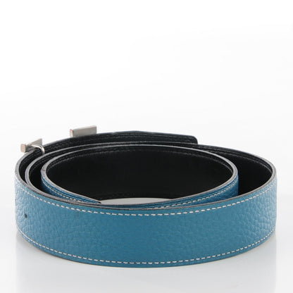 Hermes Box Togo 24mm H Belt 85 Black Blue Jean 8 of 14