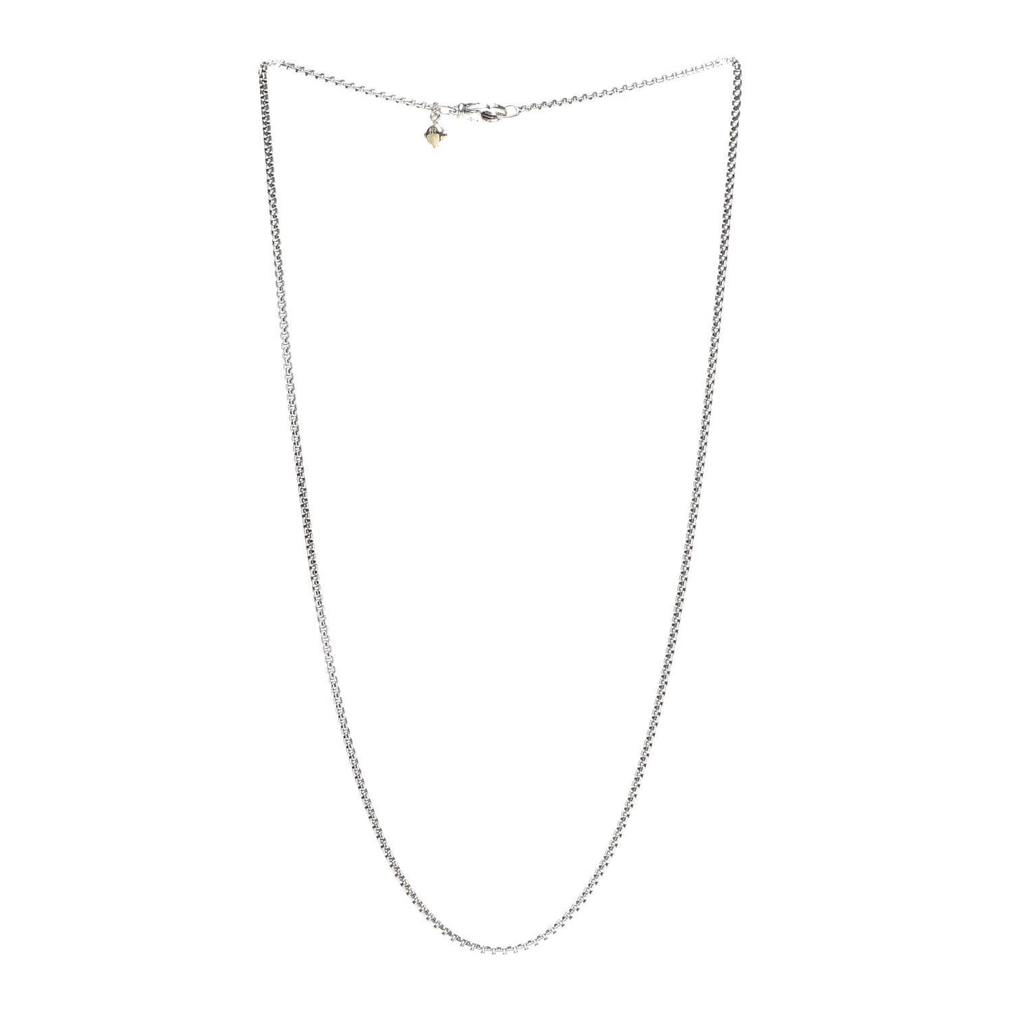 Sterling Silver 14K Yellow Gold 1.7mm Baby Box Chain Necklace 18"