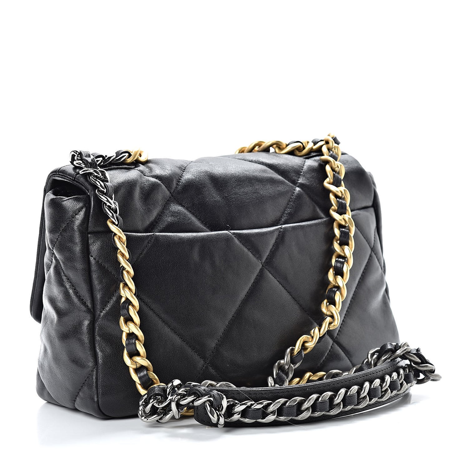 Lambskin Quilted Medium 19 Flap Black